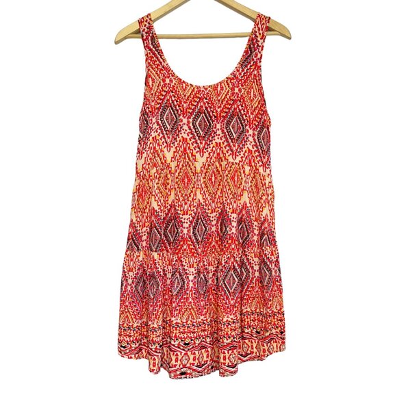Angie Tiered Fairy Sun Dress Womens Size L Batik Lacy Lightweight Hippie Peasant - Picture 1 of 8